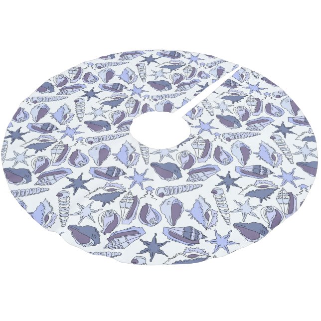 Lavendar Seashells Brushed Polyester Tree Skirt (Angled)