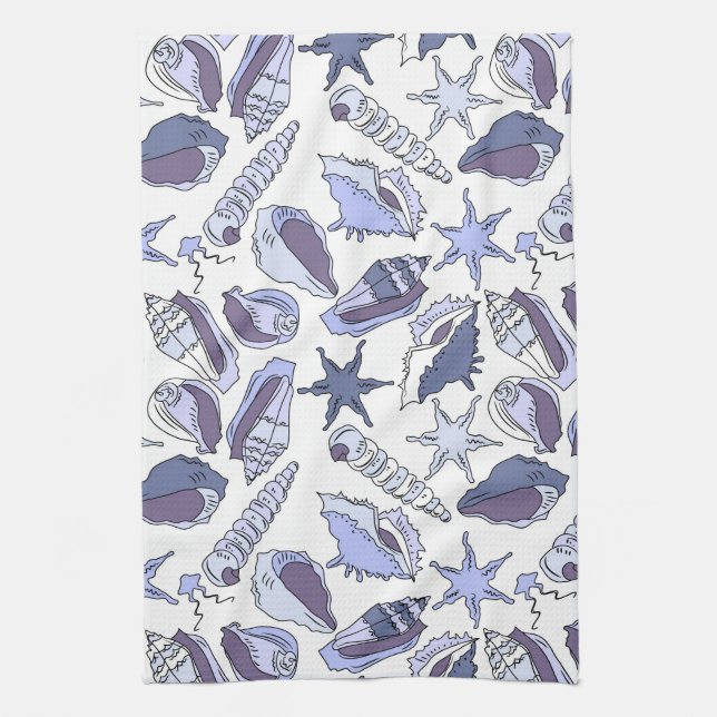Lavendar Seashells Kitchen Towel (Vertical)