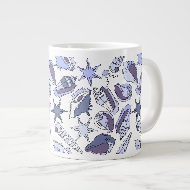 Lavendar Seashells Large Coffee Mug (Front Right)