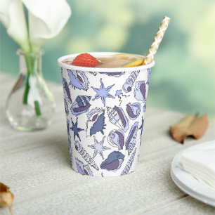 Lavendar Seashells Paper Cups
