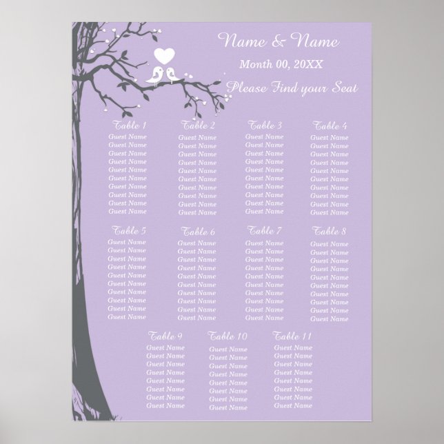 Lavendar  Seating Chart (Front)