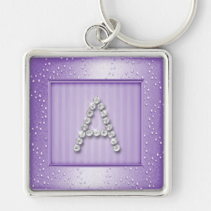 Lavendar Shimmer and Sparkle with Monogram Keychain