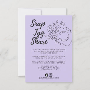 Lavendar Snap Tag Share  Business Thank You Card