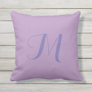 Lavendar Solid Colour Monogram Outdoor Pillow