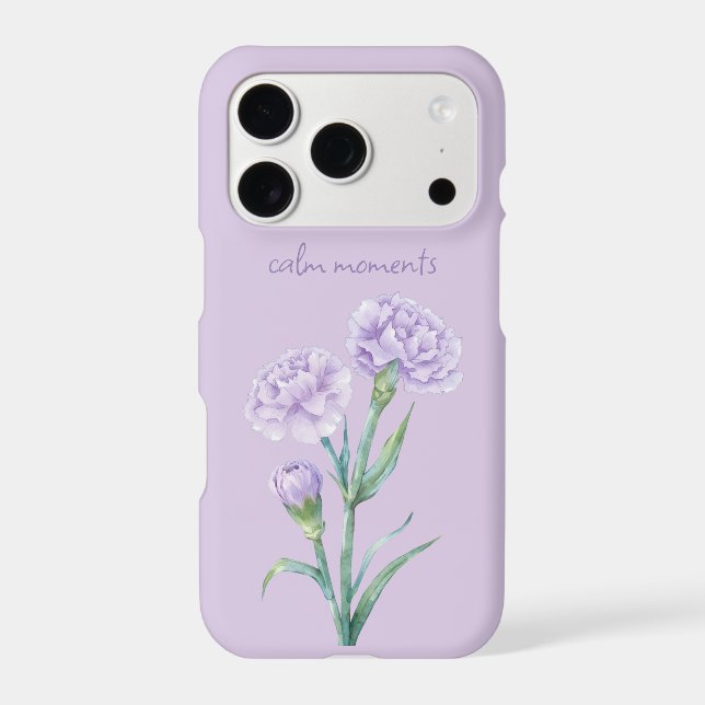 Lavende Carnation Botanical Watercolor Custom Name (Back)