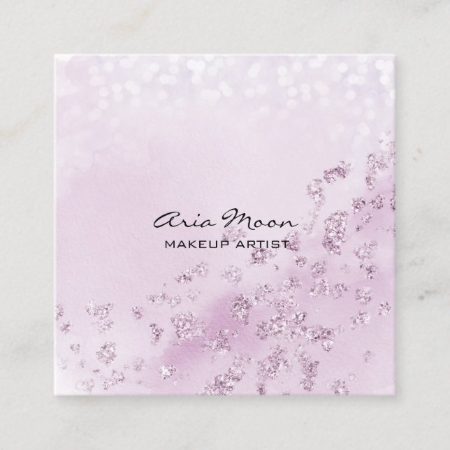 Lavender Abstract Square Business Card (Front)