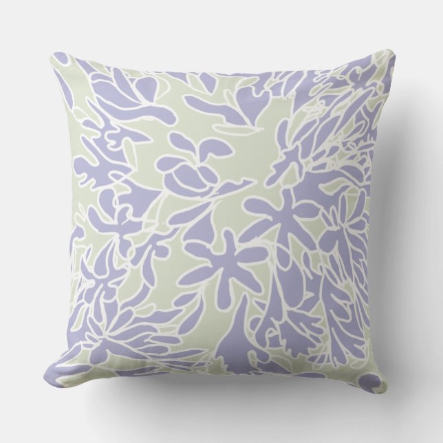Lavender Agapanthus Flower Sage Green Throw Pillow (Front)