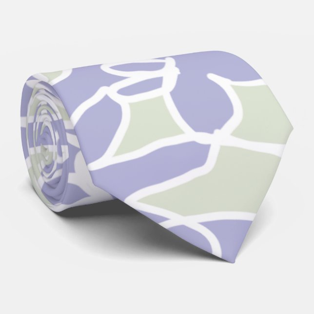 Lavender Agapanthus Flower Sage Green Tie (Rolled)