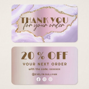 Lavender agate faux pearlescent foil discount card
