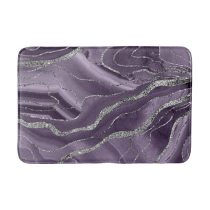 Lavender Agate Silver Glitter Glam #1  Bath Mat