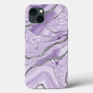 Lavender Agate Silver Glitter Glam #1 iPhone 13 Case