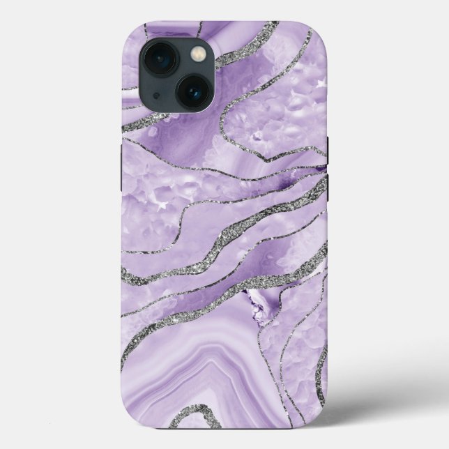 Lavender Agate Silver Glitter Glam #1  Case-Mate iPhone Case (Back)