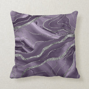 Lavender Agate Silver Glitter Glam #1  Throw Pillow