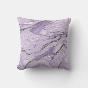 Lavender Agate Silver Glitter Glam #1  Throw Pillow