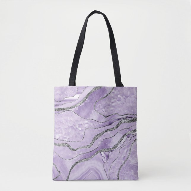 Lavender Agate Silver Glitter Glam #1  Tote Bag (Front)