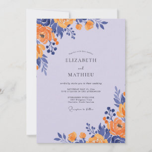 Lavender Amber Foliage Eucalyptus Wedding Invitation