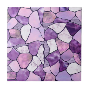 Lavender Amethyst Marble cells abstract Tile