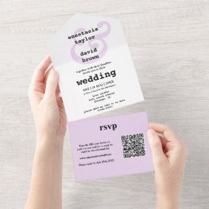 Lavender Ampersand QR Code All In One Invitation