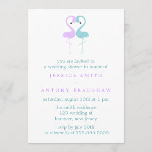 Lavender and Aqua Flamingos Couples Wedding Shower Invitation