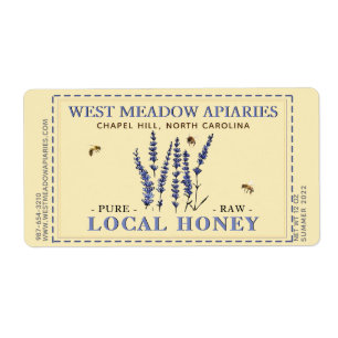 Lavender and Bees Honey Label Dashed Border