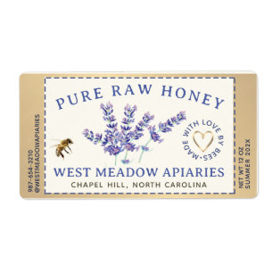 Lavender and Bees Honey Label Dashed Border