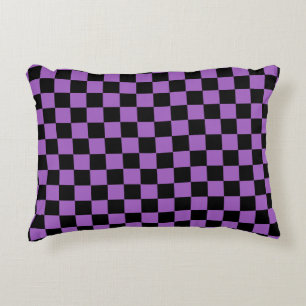 Lavender and Black Chequered Pattern  Accent Pillow