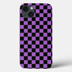 Lavender and Black Chequered Pattern   iPhone 13 Case