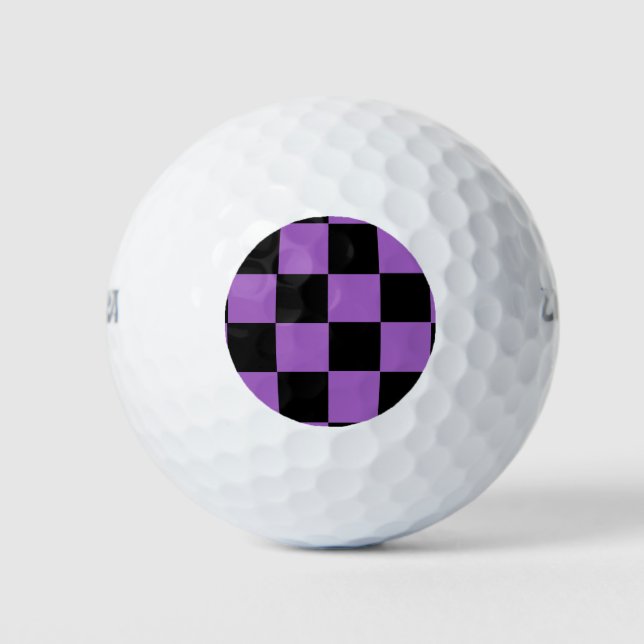 Lavender and Black Chequered Pattern  Golf Balls (Front)
