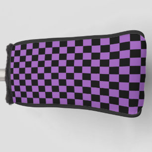 Lavender and Black Chequered Pattern Golf Head Cover