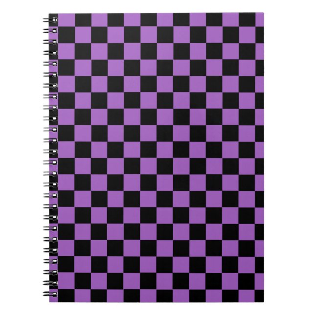 Lavender and Black Chequered Pattern  Notebook (Front)