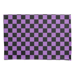 Lavender and Black Chequered Pattern  Pillowcase