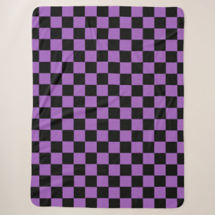 Lavender and Black Chequered Pattern Sherpa Blanket