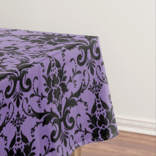 Lavender and Black Damask Table Cloth