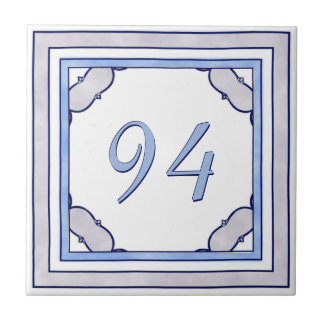 Lavender and Blue Big House Number Tile