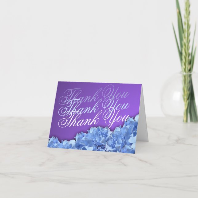 Lavender and Blue Hydrangeas Thank You Card (Front)