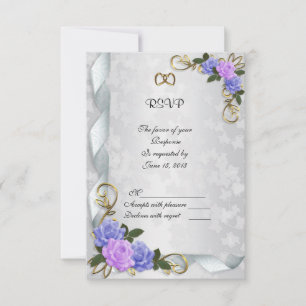 Lavender and Blue roses Invitation response card