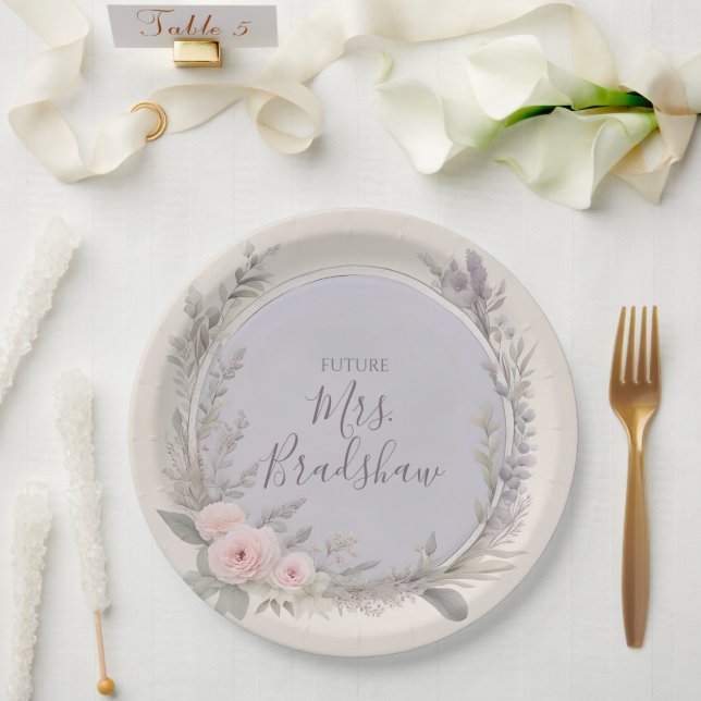 Lavender and Blush Floral Paper Plates (Wedding)