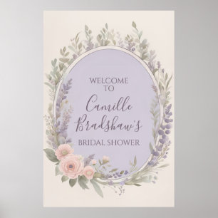 Lavender and Blush Floral Welcome Sign
