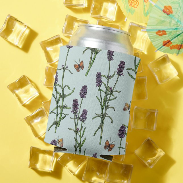 Lavender and butterflies on sea glass can cooler (In Situ Summer)
