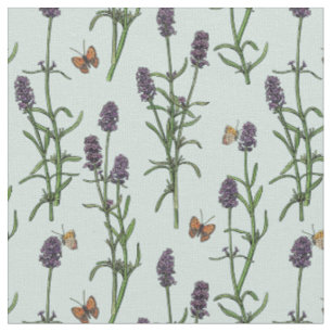 Lavender and butterflies on sea glass fabric