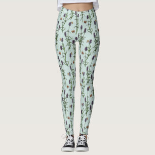 Lavender and butterflies on sea glass leggings