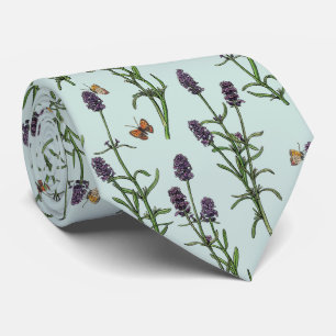 Lavender and butterflies on sea glass tie