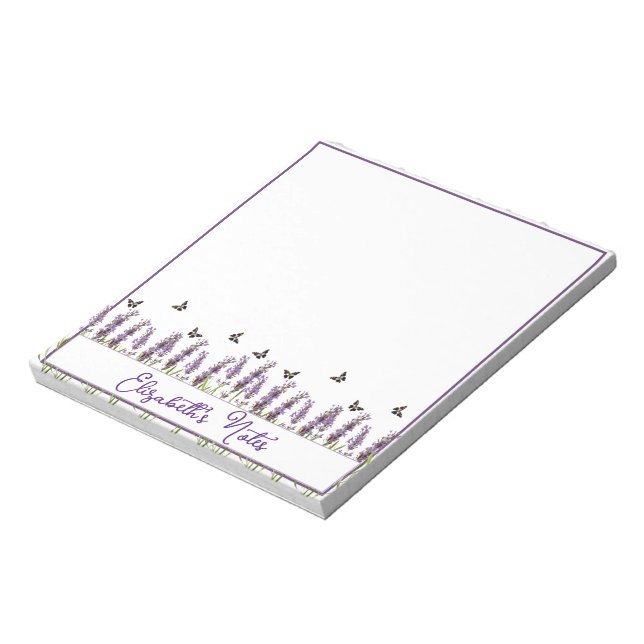 Lavender and butterflies personalized notepad (Rotated)