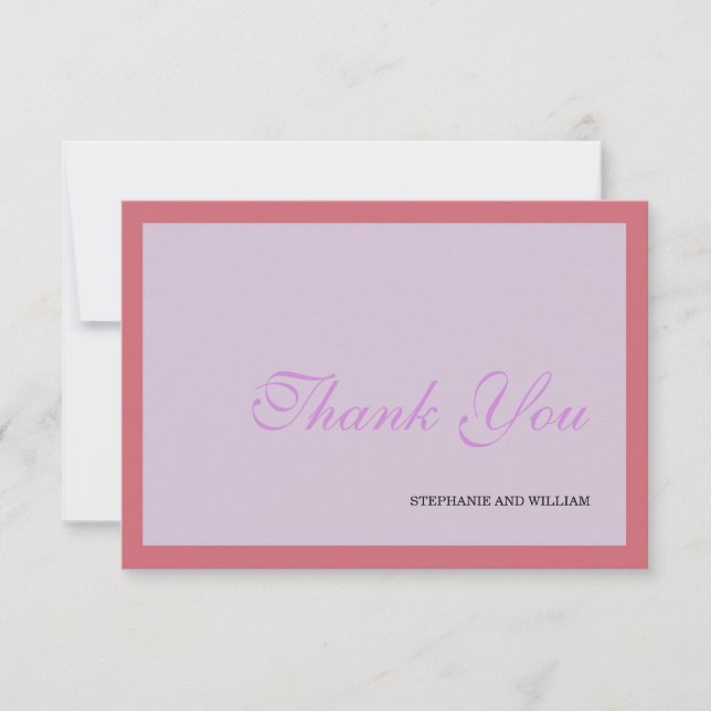Lavender and Coral Wedding Thank You Card (Front)