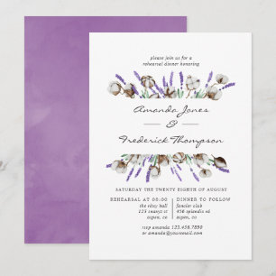 Lavender and Cotton Wedding Rehearsal Dinner Invitation