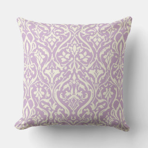 Lavender and Cream Damask Throw Pillow