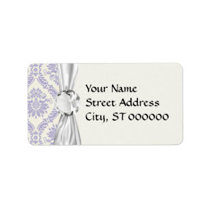 lavender and cream lovely damask label