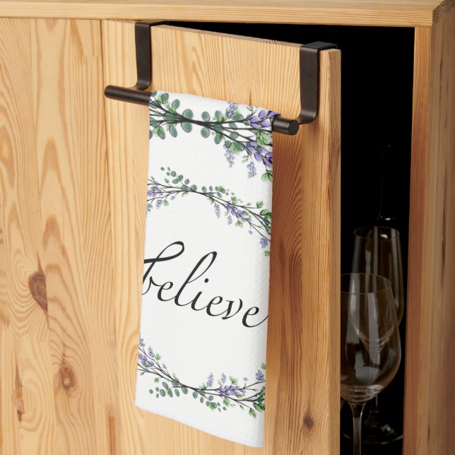 Lavender and Eucalyptus Believe Kitchen Towel (Thirds Fold)