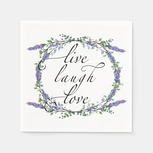 Lavender and Eucalyptus Live Laugh Love  Napkin (Front)