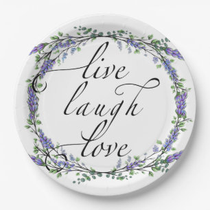 Lavender and Eucalyptus Live Laugh Love Paper Plate